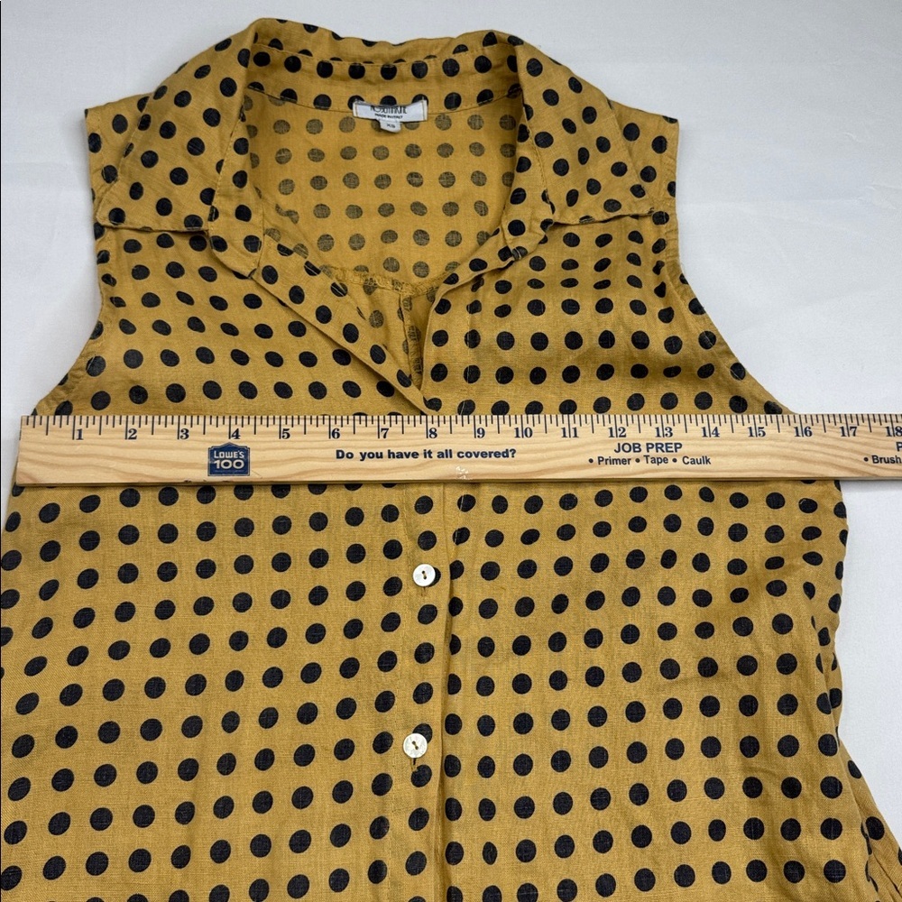 Rosemarine Linen Polka Dot Made in Italy Shirt Dress Size XS mustard gold black - Picture 3 of 6